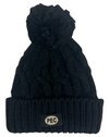 PEC Oval Women's Fleece Lined Cable Knit POM POM Beanie Toque Hat