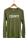 county pt long sleeve t-shirt in military green 