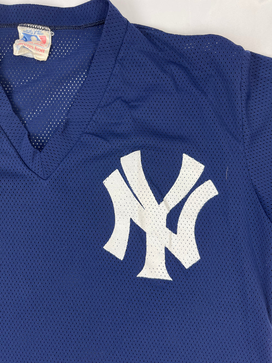 Vintage 90s New York Yankees Mesh Navy Blue Blank Jersey XL