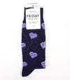 friday sock co purple candy hearts socks in package