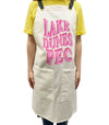 80's font lake dunes pec on cotton apron in pink ink