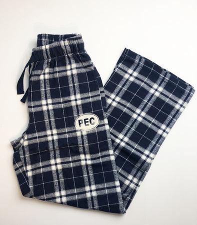Kids / Youth Flannel Cotton Plaid Pants PEC Euro Oval Navy & Silver Plaid