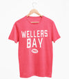 WELLERS BAY PEC Oval Men's Unisex NAVY & RED Heather Modern Crew T-Shirt