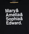 MARY SOPHIA AMELIA EDWARD PEC NAMES • WOMEN's BLACK Modern Crew T-shirt
