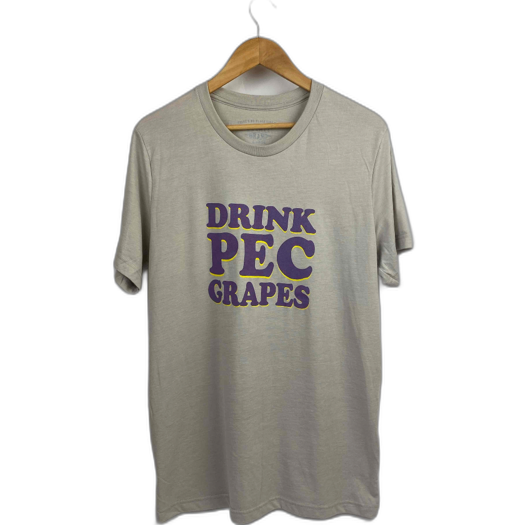 DRINK PEC GRAPES Heather Cool Grey Modern Unisex Crew WINE T-Shirt