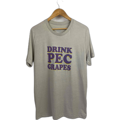 DRINK PEC GRAPES Heather Cool Grey Modern Unisex Crew WINE T-Shirt