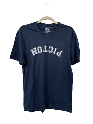 UPSIDE DOWN PICTON Men's Unisex NAVY BLUE Modern Crew T-Shirt