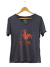 NEW STYLE! Rooster Weathervane Women's PREMIUM Relaxed Fit NAVY Blue w/ Yellow Ink  V-Neck T-Shirt (Copy)