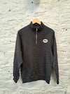 PEC Oval Unisex Earth Washed BLACK Quarter 1/4 Zip Fleece Sweatshirt