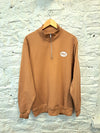 PEC Oval Unisex Earth Washed CARAMEL Quarter 1/4 Zip Fleece Sweatshirt