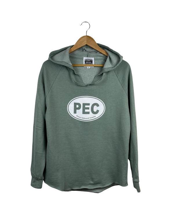 Sage green hoodie with pec oval