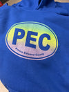 PEC OVAL "TIE DYE INK"  Youth Pullover HOODIE Sweatshirt ROYAL BLUE Sweater