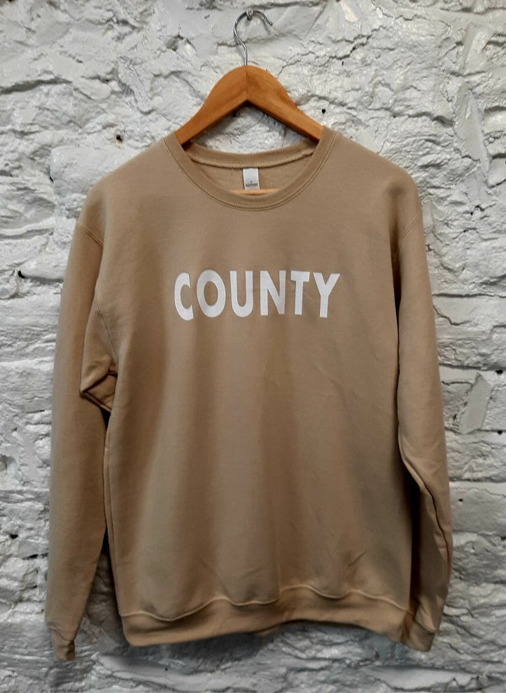County PT Tan Light Brown Unisex Crew Sweatshirt – Prince Edward