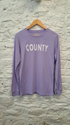 COUNTY PT Unisex LAVENDER Purple Heather Modern Long Sleeve Crew T-Shirt