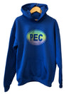 PEC OVAL "TIE DYE INK"  Youth Pullover HOODIE Sweatshirt ROYAL BLUE Sweater