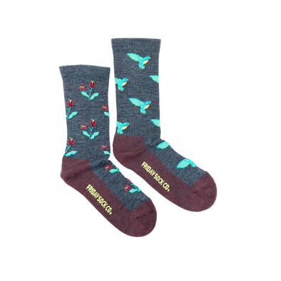 Hummingbird Merino Wool Women's Mismatched Socks by Friday Sock Co