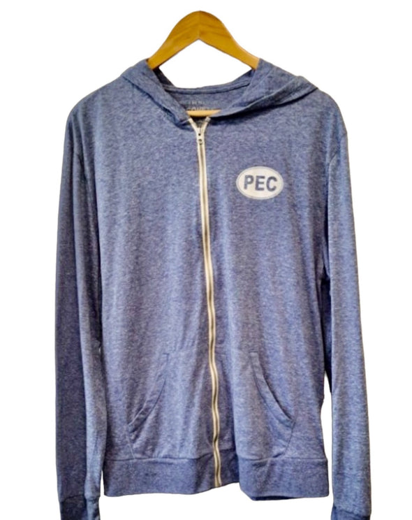 PEC Oval Full Zip NAVY Triblend Unisex Lightweight Hoodie