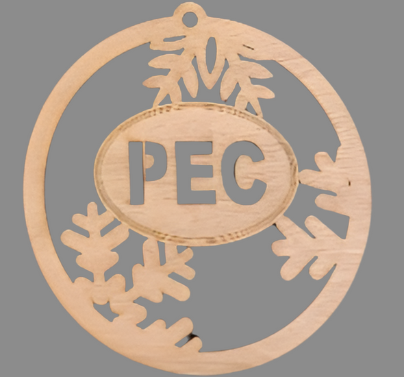 NEW! 2023 PEC Oval Snowflake Greenery Circle Wood Christmas Holiday Ornament