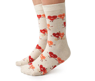 Women's Tandem Hearts Crew Socks by Uptown Sox