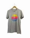 SANDBANKS Sunset  with NEON Pink on Cool Grey Split Fountain Men's Unisex Modern Crew T-Shirt