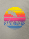 SANDBANKS Sunset  with NEON Pink on Cool Grey Split Fountain Men's Unisex Modern Crew T-Shirt