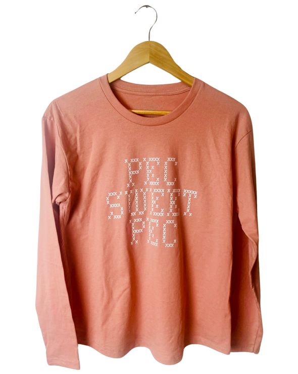 PEC SWEET PEC Pink Long Sleeve WOMEN'S Modern Crew T-Shirt