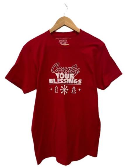 HOLIDAY SPECIAL!!  County Your Blessings FINE RED Unisex Modern Crew T-shirt