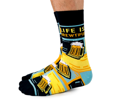 Life is Brewtiful Men's Crew Socks by Uptown Sox