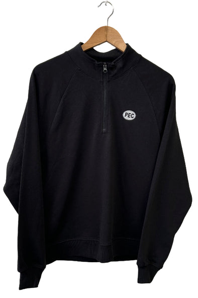 lightweight, quarter zip, tiny oval, black, pec, oval 
