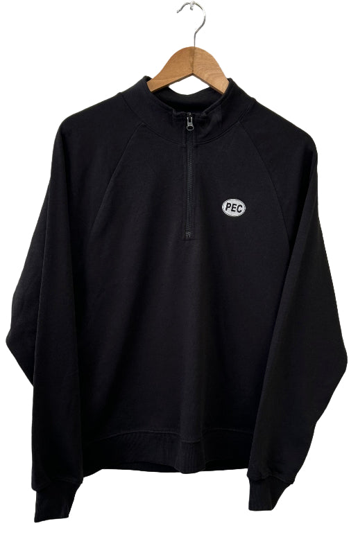 lightweight, quarter zip, tiny oval, black, pec, oval 