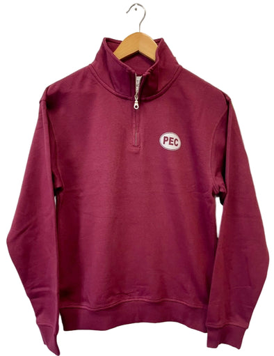 1/4 zip, quarter zip, burgundy, oval, pec oval 