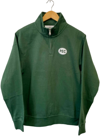 Quarter zip, 1/4 zip, pec, pec oval, forest green, green 