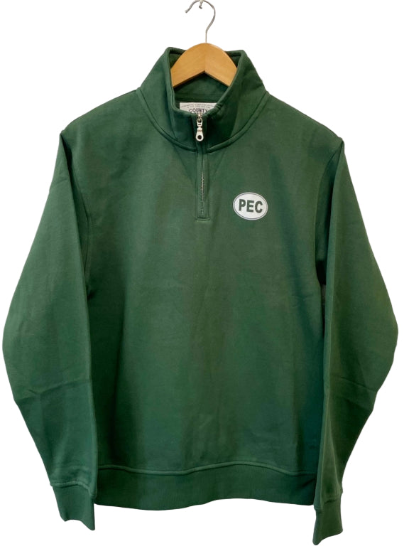 Quarter zip, 1/4 zip, pec, pec oval, forest green, green 