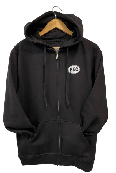 PEC, oval, full zip, black, hoodie 