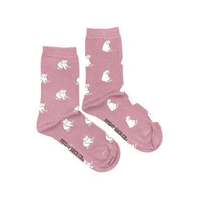 WOMEN's White Cat Mismatched Socks • Friday Sock Co