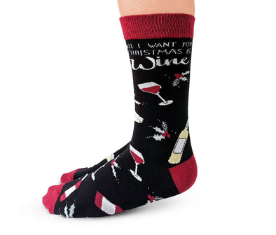 All I Want for Christmas is Wine Women's Crew Socks by Uptown Sox