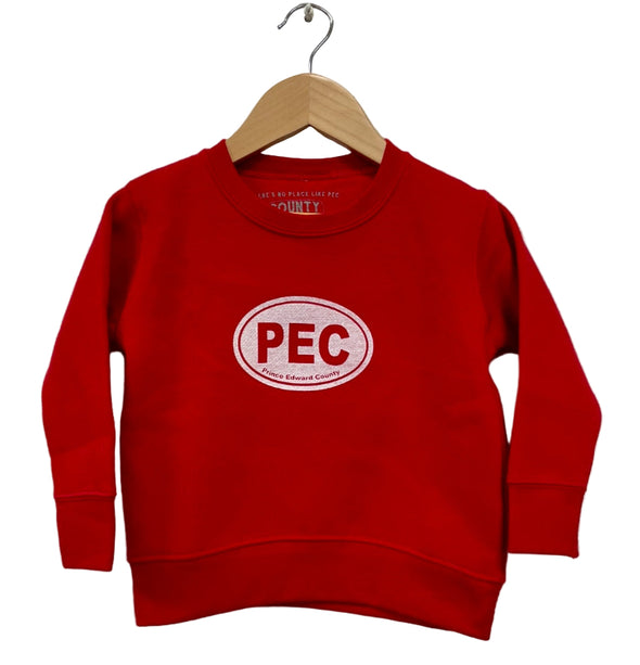toddler, crew neck, sweater, red, pec oval