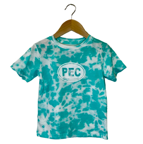 toddler, oval, tshirt, teal, tie dye