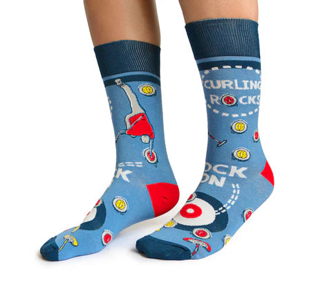 Curling Rocks Men's Crew Socks by Uptown Sox