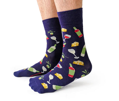 Wine and Dine Men's Crew Socks by Uptown Sox