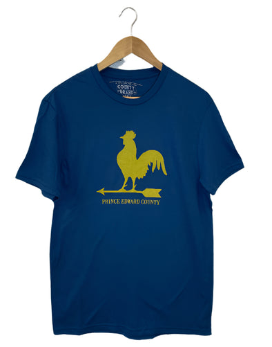 Rooster, weathervane, adult, unisex, tshirt, indigo