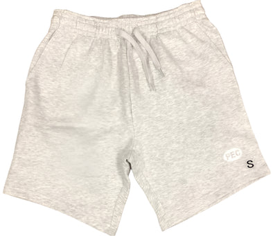 athletic grey shorts with pec oval design
