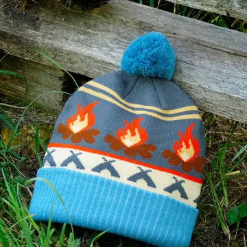 POM POM CAMPING CAMPFIRE Beanie Toque Hat