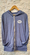 PEC Oval Full Zip NAVY Triblend Unisex Lightweight Hoodie