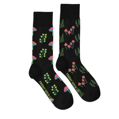 Men's Neon Mushroom Mismatched Crew Socks by Friday Sock Co