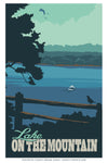 lake on the mountain glenora ferry poster vintage design