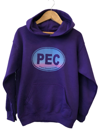 PEC OVAL "TIE DYE INK"  Youth Pullover HOODIE Sweatshirt PURPLE Sweater