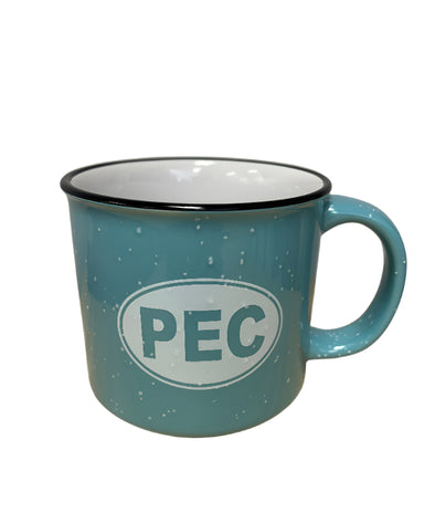 teal blue pec oval ceramic mug prince edward county
