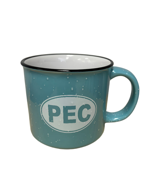 teal blue pec oval ceramic mug prince edward county