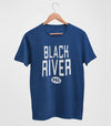 BLACK RIVER PEC Oval Men's Unisex RED & NAVY Heather Modern Crew T-Shirt